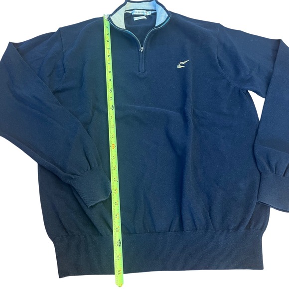 Peter Millar Quarter Zip Pullover Mens Large Navy Blue Good Silk Cashmere Blend - Picture 5 of 6